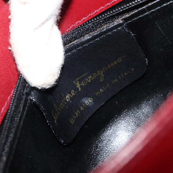 Salvatore Ferragamo Vala Hand Bag Leather Red Gold Auth gh1422
