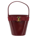 Salvatore Ferragamo Vala Hand Bag Leather Red Gold Auth gh1422-13