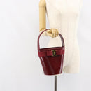 Salvatore Ferragamo Vala Hand Bag Leather Red Gold Auth gh1422-21