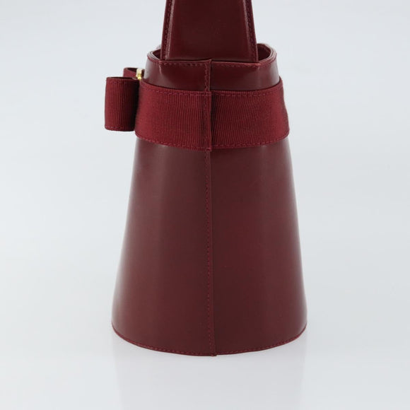 Salvatore Ferragamo Vala Hand Bag Leather Red Gold Auth gh1422