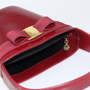 Salvatore Ferragamo Vala Hand Bag Leather Red Gold Auth gh1422-6