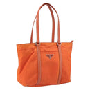 PRADA Tote Bag Nylon Leather Orange Silver Auth gh1423-1