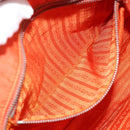 PRADA Tote Bag Nylon Leather Orange Silver Auth gh1423-23