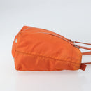 PRADA Tote Bag Nylon Leather Orange Silver Auth gh1423-3