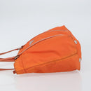 PRADA Tote Bag Nylon Leather Orange Silver Auth gh1423-4