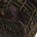 FENDI Zucca Canvas Boston Bag Black Brown gold Auth gh1424-8