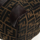 FENDI Zucca Canvas Boston Bag Black Brown gold Auth gh1424-15
