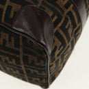 FENDI Zucca Canvas Boston Bag Black Brown gold Auth gh1424-16