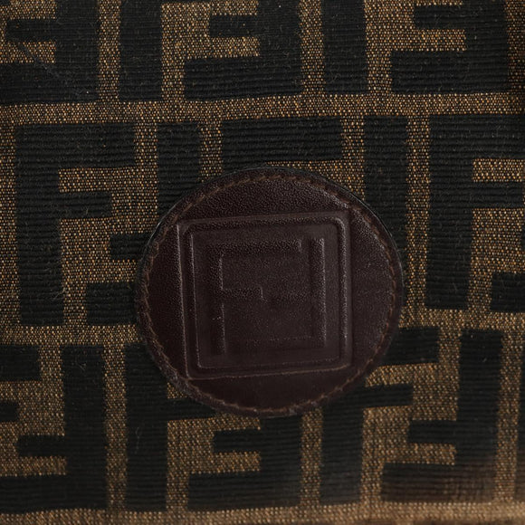 FENDI Zucca Canvas Boston Bag Black Brown gold Auth gh1424