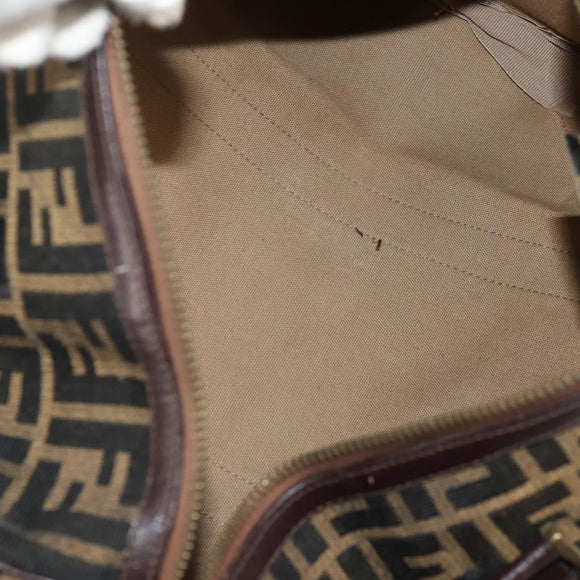 FENDI Zucca Canvas Boston Bag Black Brown gold Auth gh1424
