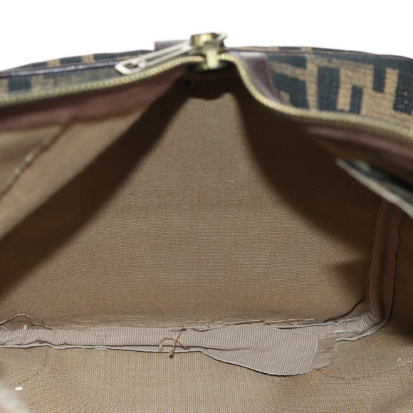 FENDI Zucca Canvas Boston Bag Black Brown gold Auth gh1424