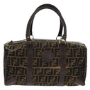 FENDI Zucca Canvas Boston Bag Black Brown gold Auth gh1424-13