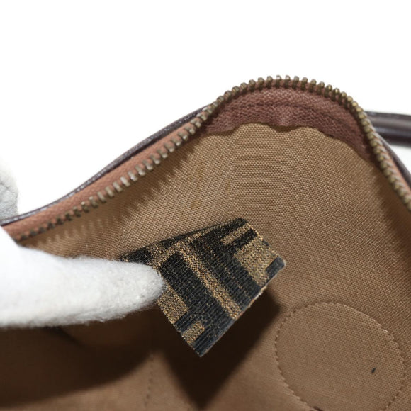 FENDI Zucca Canvas Boston Bag Black Brown gold Auth gh1424