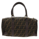 FENDI Zucca Canvas Boston Bag Black Brown gold Auth gh1424-2