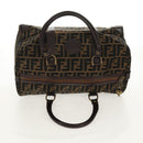 FENDI Zucca Canvas Boston Bag Black Brown gold Auth gh1424-6
