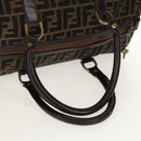 FENDI Zucca Canvas Boston Bag Black Brown gold Auth gh1424-7