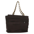 Salvatore Ferragamo Vala Tote Bag Canvas Brown Silver Auth gh1425-1