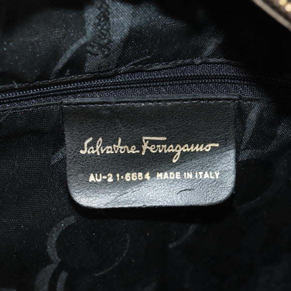 Salvatore Ferragamo Vala Tote Bag Canvas Brown Silver Auth gh1425