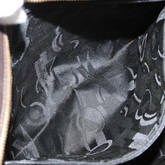 Salvatore Ferragamo Vala Tote Bag Canvas Brown Silver Auth gh1425