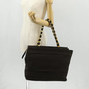 Salvatore Ferragamo Vala Tote Bag Canvas Brown Silver Auth gh1425-29