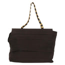 Salvatore Ferragamo Vala Tote Bag Canvas Brown Silver Auth gh1425-3