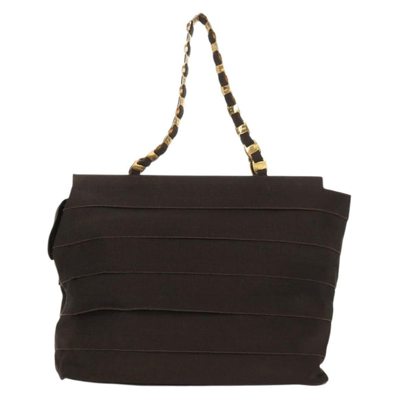 Salvatore Ferragamo Vala Tote Bag Canvas Brown Silver Auth gh1425