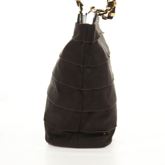 Salvatore Ferragamo Vala Tote Bag Canvas Brown Silver Auth gh1425