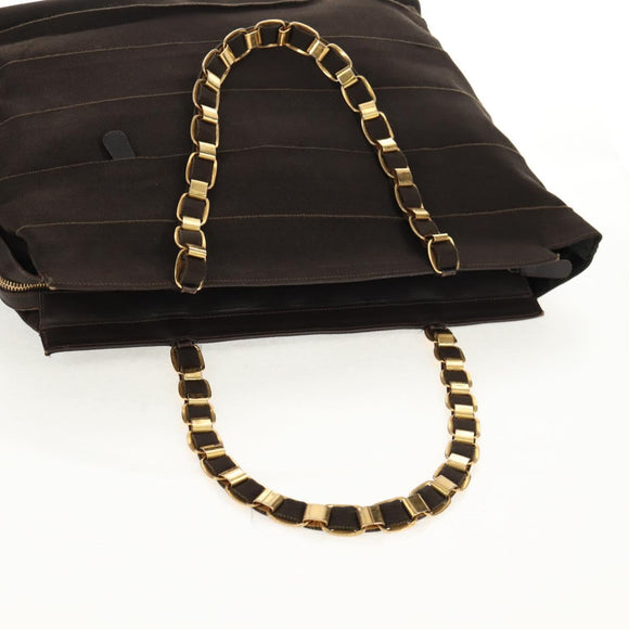 Salvatore Ferragamo Vala Tote Bag Canvas Brown Silver Auth gh1425