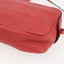 Chloe shadow Shoulder Bag Leather Gold Coral red Auth gh1428-15