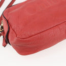 Chloe shadow Shoulder Bag Leather Gold Coral red Auth gh1428-16