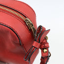 Chloe shadow Shoulder Bag Leather Gold Coral red Auth gh1428-10