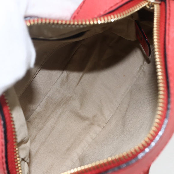 Chloe shadow Shoulder Bag Leather Gold Coral red Auth gh1428