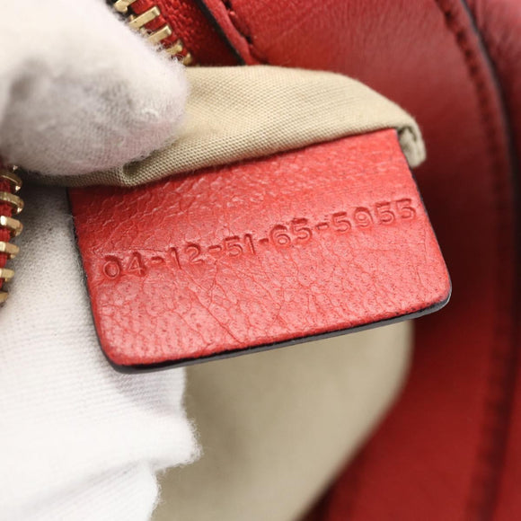 Chloe shadow Shoulder Bag Leather Gold Coral red Auth gh1428