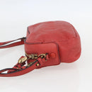 Chloe shadow Shoulder Bag Leather Gold Coral red Auth gh1428-3