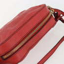 Chloe shadow Shoulder Bag Leather Gold Coral red Auth gh1428-6