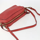 Chloe shadow Shoulder Bag Leather Gold Coral red Auth gh1428-7