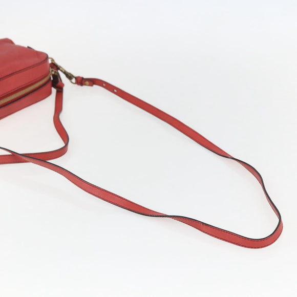 Chloe shadow Shoulder Bag Leather Gold Coral red Auth gh1428