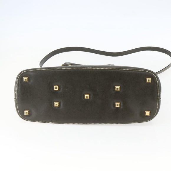 Salvatore Ferragamo Hand Bag Leather 2way Khaki Gold Auth gh1429