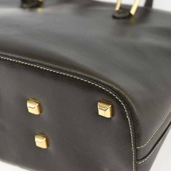 Salvatore Ferragamo Hand Bag Leather 2way Khaki Gold Auth gh1429