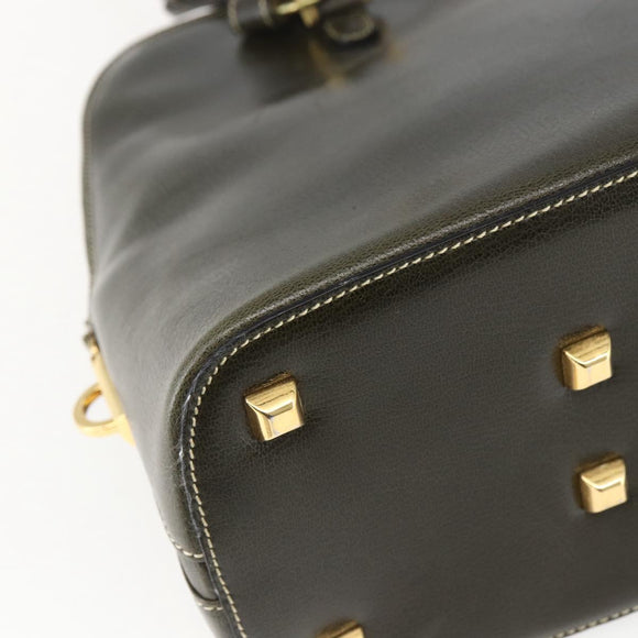 Salvatore Ferragamo Hand Bag Leather 2way Khaki Gold Auth gh1429