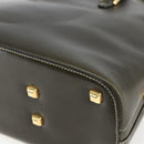 Salvatore Ferragamo Hand Bag Leather 2way Khaki Gold Auth gh1429-14