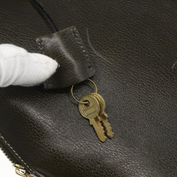 Salvatore Ferragamo Hand Bag Leather 2way Khaki Gold Auth gh1429