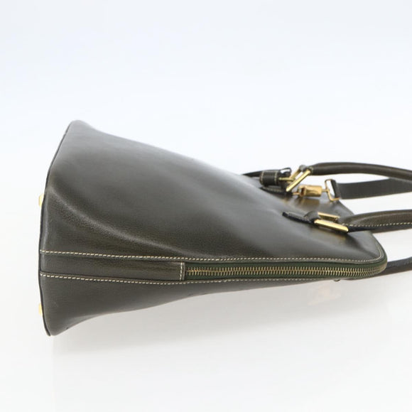 Salvatore Ferragamo Hand Bag Leather 2way Khaki Gold Auth gh1429