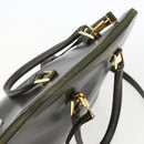 Salvatore Ferragamo Hand Bag Leather 2way Khaki Gold Auth gh1429-6