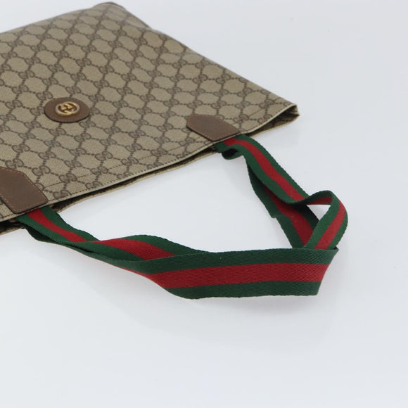 GUCCI GG Supreme Web Sherry Line Tote Bag PVC Beige 002 63 0048 Auth gh1436