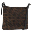FENDI Zucchino Canvas Shoulder Bag Brown Auth gh1439-1