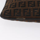 FENDI Zucchino Canvas Shoulder Bag Brown Auth gh1439-7