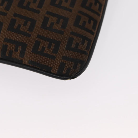 FENDI Zucchino Canvas Shoulder Bag Brown Auth gh1439