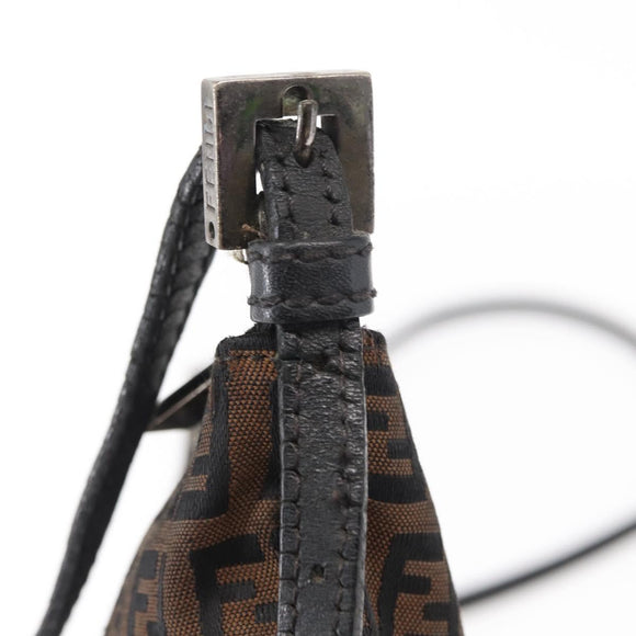 FENDI Zucchino Canvas Shoulder Bag Brown Auth gh1439