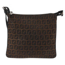 FENDI Zucchino Canvas Shoulder Bag Brown Auth gh1439-13